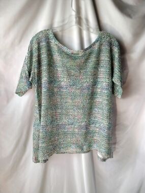 Nally & Millie Mint Multi-Color Short Sleeve Knit Top